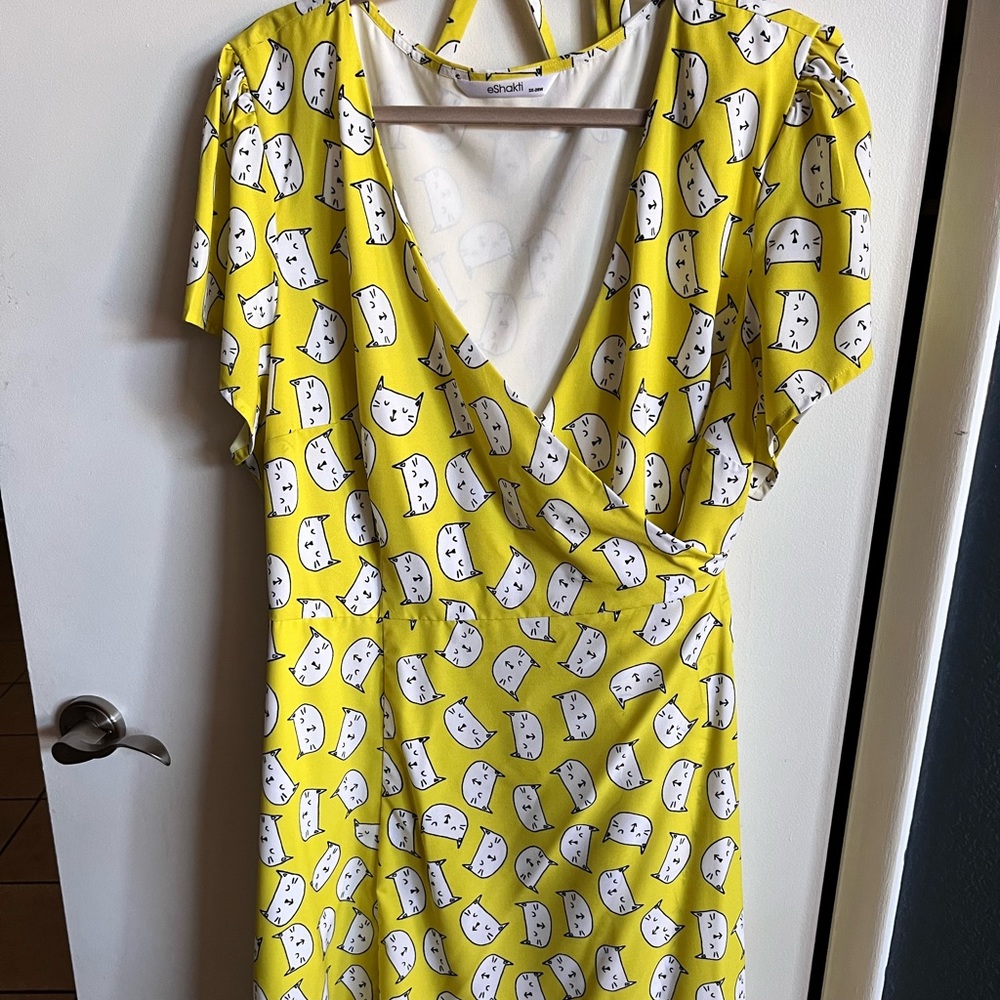 EShakti cat print wrap dress